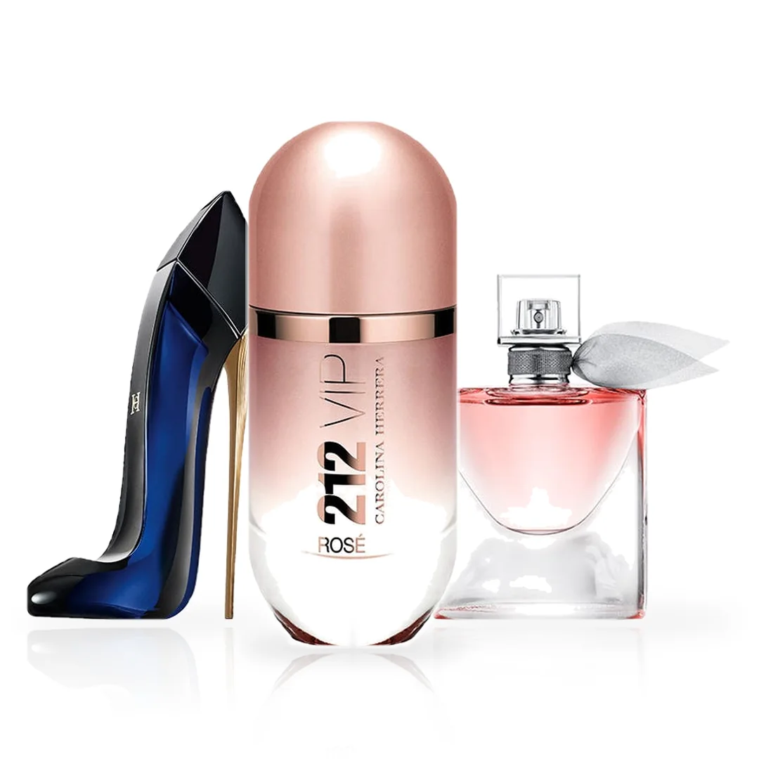Pack de 3 Perfumes 100ML: Carolina Herrera Good Girl, Lancôme La Vie Est Belle y Carolina Herrera 212 VIP Rosé