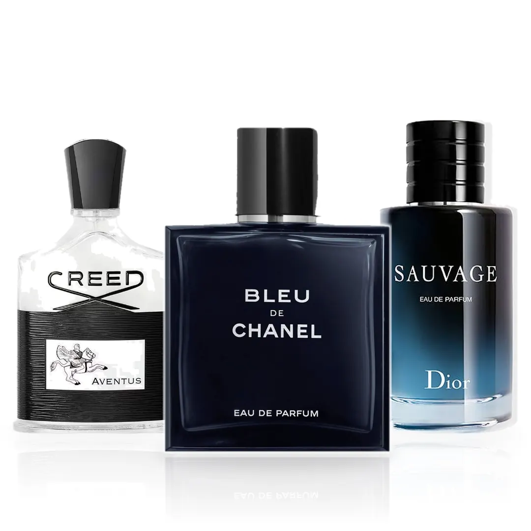 Pack de 3 Perfumes 100ML: Creed Aventus, Chanel Bleu de Chanel y Dior Sauvage