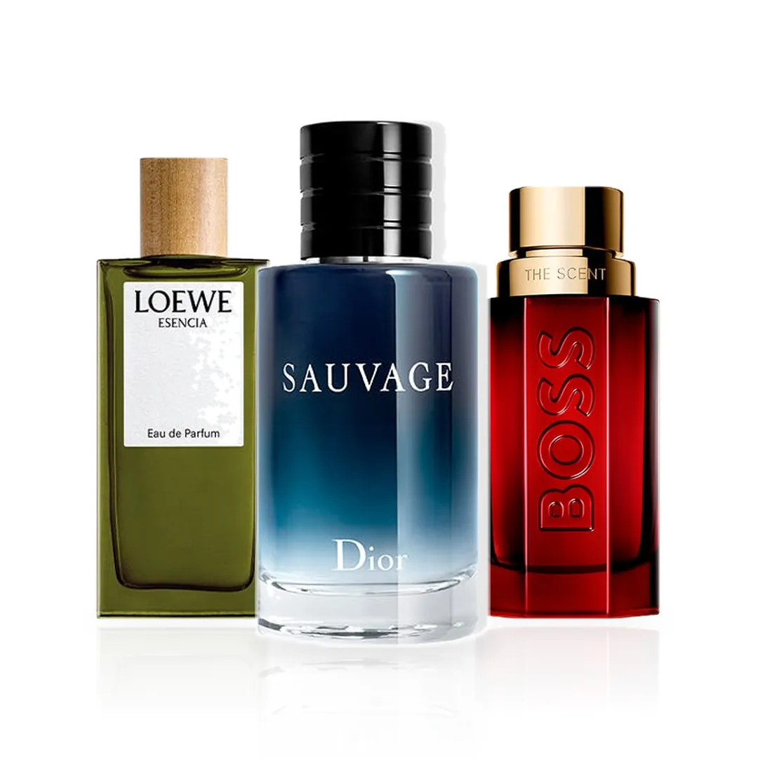 Pack de 3 Perfumes 100ML: Dior Sauvage, Loewe Esencia y Hugo Boss The Scent Elixir