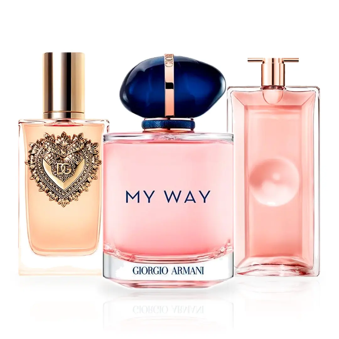 Pack de 3 Perfumes 100ML: Dolce & Gabbana Devotion, Armani My Way y Lancôme Idôle