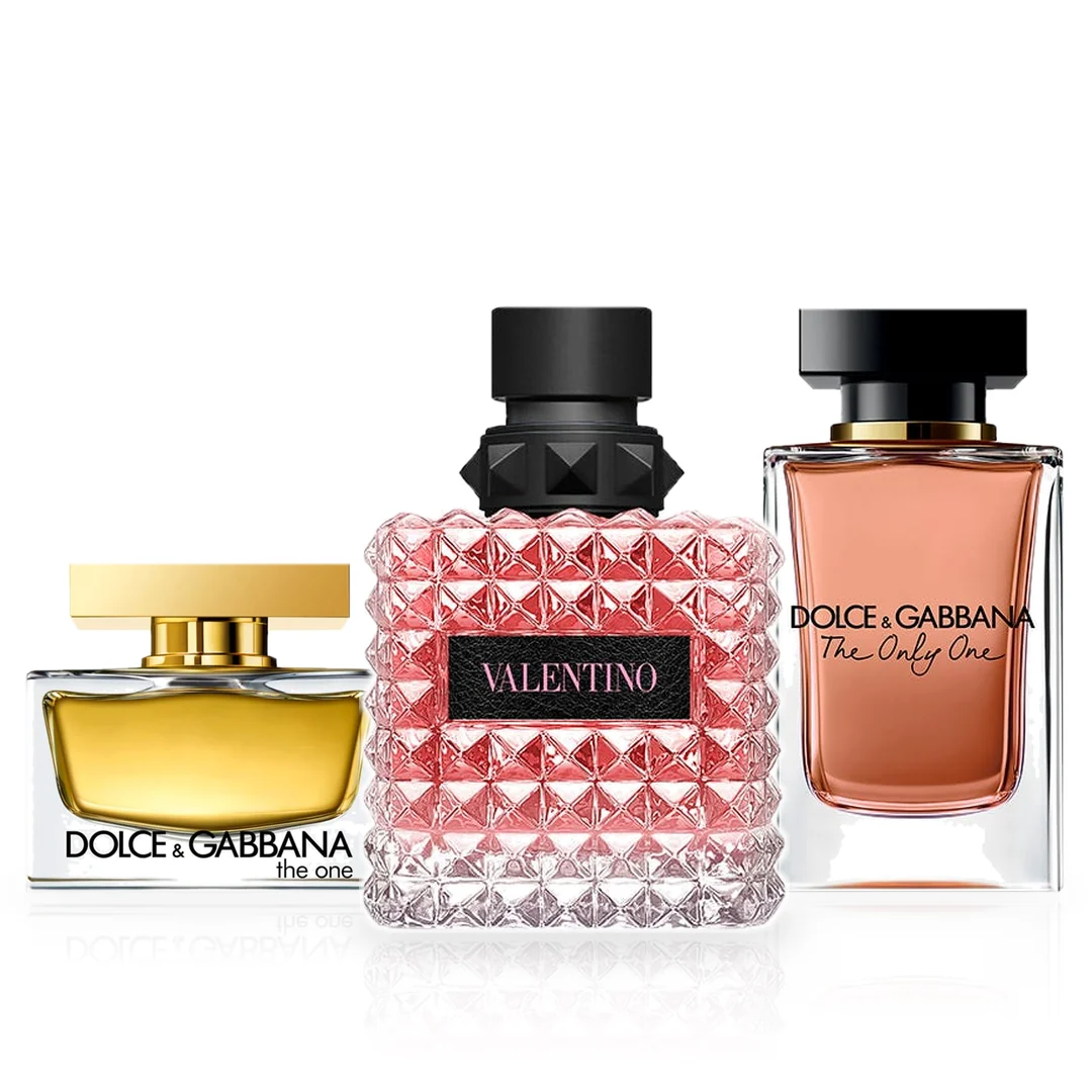 Pack de 3 Perfumes 100ML: Dolce & Gabbana The One, Dolce & Gabbana The Only One y Valentino Born in Roma Donna