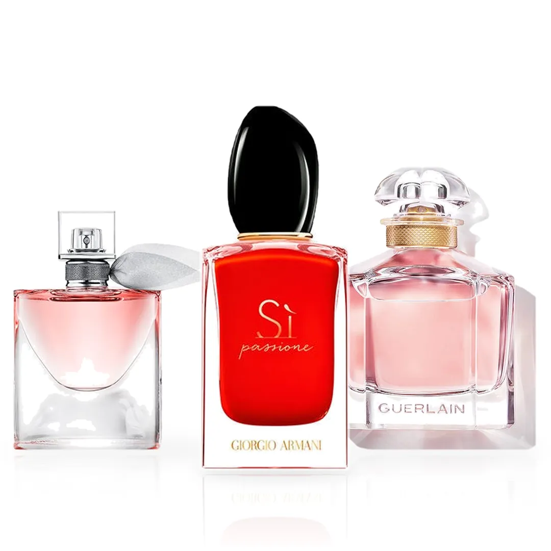 Pack de 3 Perfumes 100ML: Lancôme La Vie Est Belle, Armani Sì Passione y Guerlain Mon Guerlain