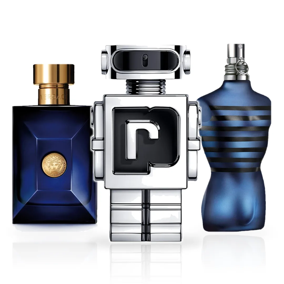 Pack de 3 Perfumes 100ML: Versace Dylan Blue Pour Homme, Rabanne Phantom y Jean Paul Gaultier Ultra Male